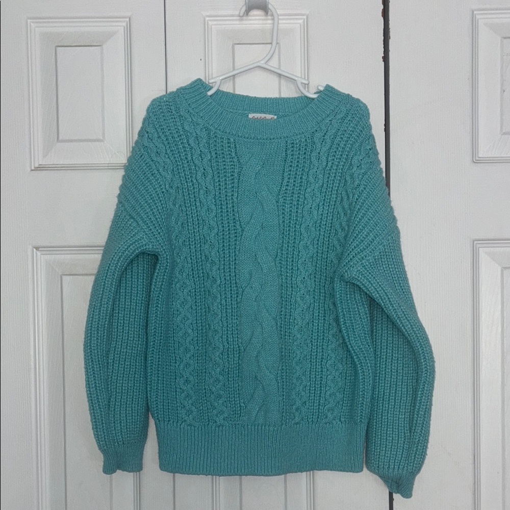 Teal Cable Knit Sweater